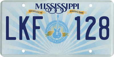 MS license plate LKF128