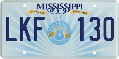 MS license plate LKF130