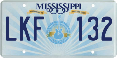 MS license plate LKF132