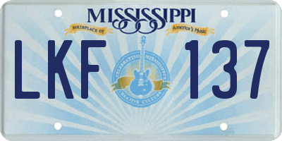 MS license plate LKF137