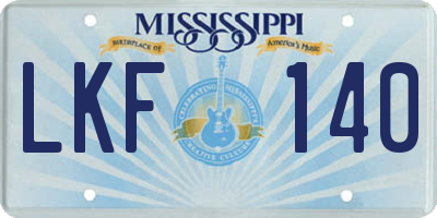 MS license plate LKF140