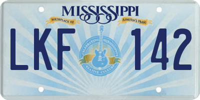 MS license plate LKF142