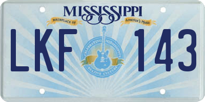 MS license plate LKF143