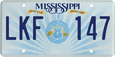 MS license plate LKF147