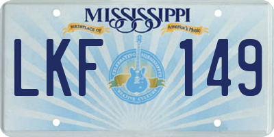 MS license plate LKF149