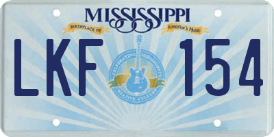 MS license plate LKF154