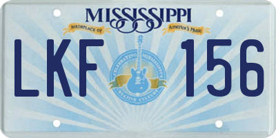 MS license plate LKF156