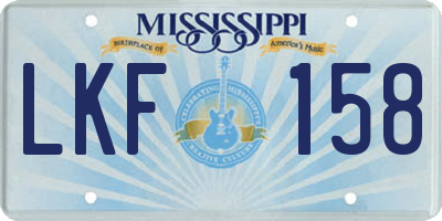 MS license plate LKF158