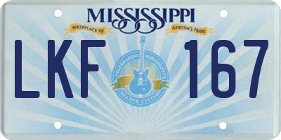 MS license plate LKF167