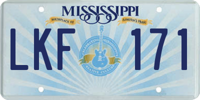MS license plate LKF171