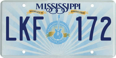MS license plate LKF172