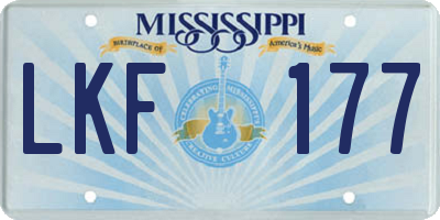 MS license plate LKF177