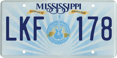 MS license plate LKF178