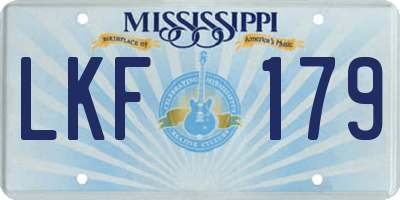 MS license plate LKF179