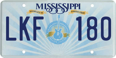 MS license plate LKF180
