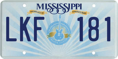 MS license plate LKF181