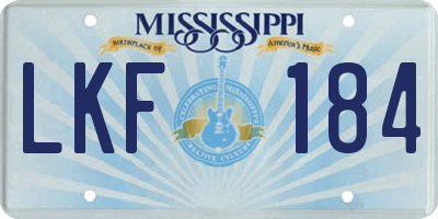 MS license plate LKF184