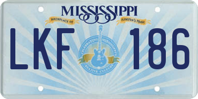 MS license plate LKF186