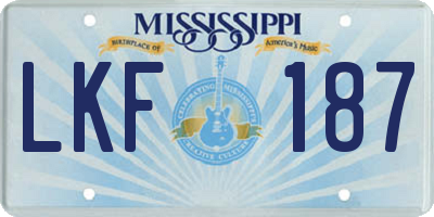 MS license plate LKF187
