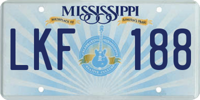 MS license plate LKF188