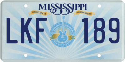 MS license plate LKF189