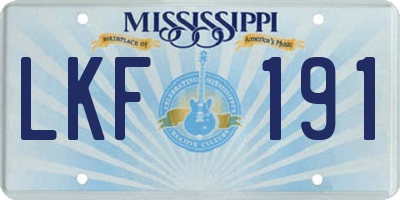MS license plate LKF191