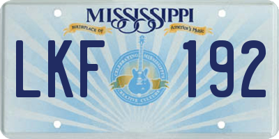 MS license plate LKF192