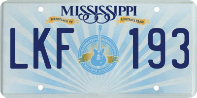 MS license plate LKF193
