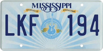 MS license plate LKF194
