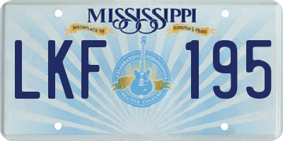 MS license plate LKF195