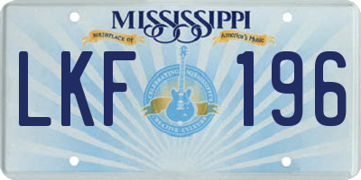 MS license plate LKF196