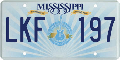 MS license plate LKF197
