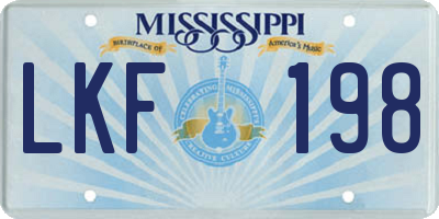 MS license plate LKF198
