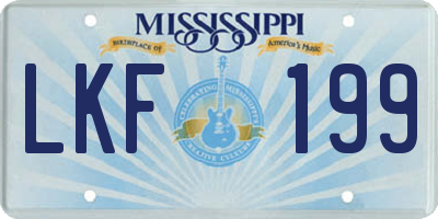 MS license plate LKF199