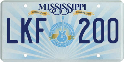 MS license plate LKF200