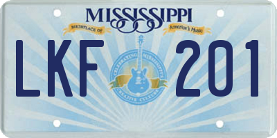 MS license plate LKF201