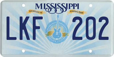 MS license plate LKF202