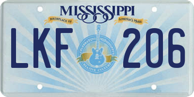 MS license plate LKF206