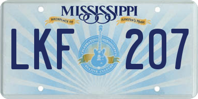 MS license plate LKF207