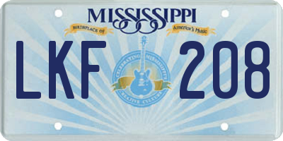MS license plate LKF208