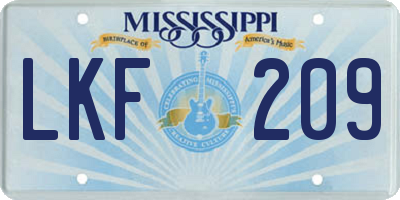 MS license plate LKF209