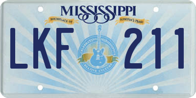 MS license plate LKF211