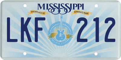 MS license plate LKF212