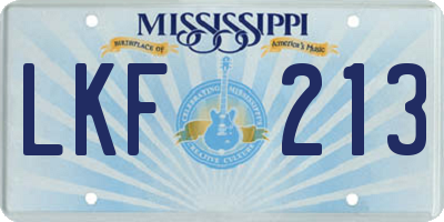 MS license plate LKF213