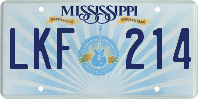 MS license plate LKF214
