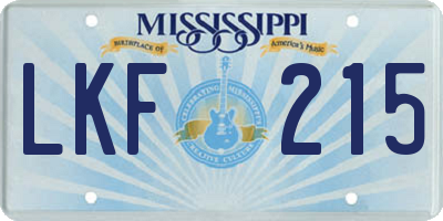 MS license plate LKF215