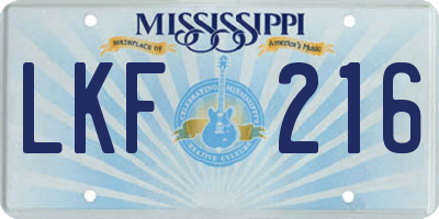 MS license plate LKF216