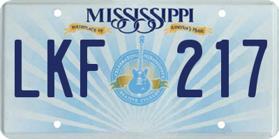 MS license plate LKF217