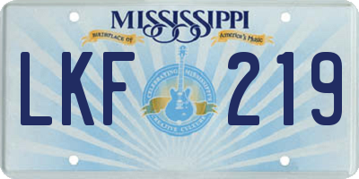 MS license plate LKF219