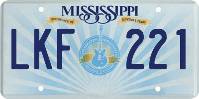 MS license plate LKF221